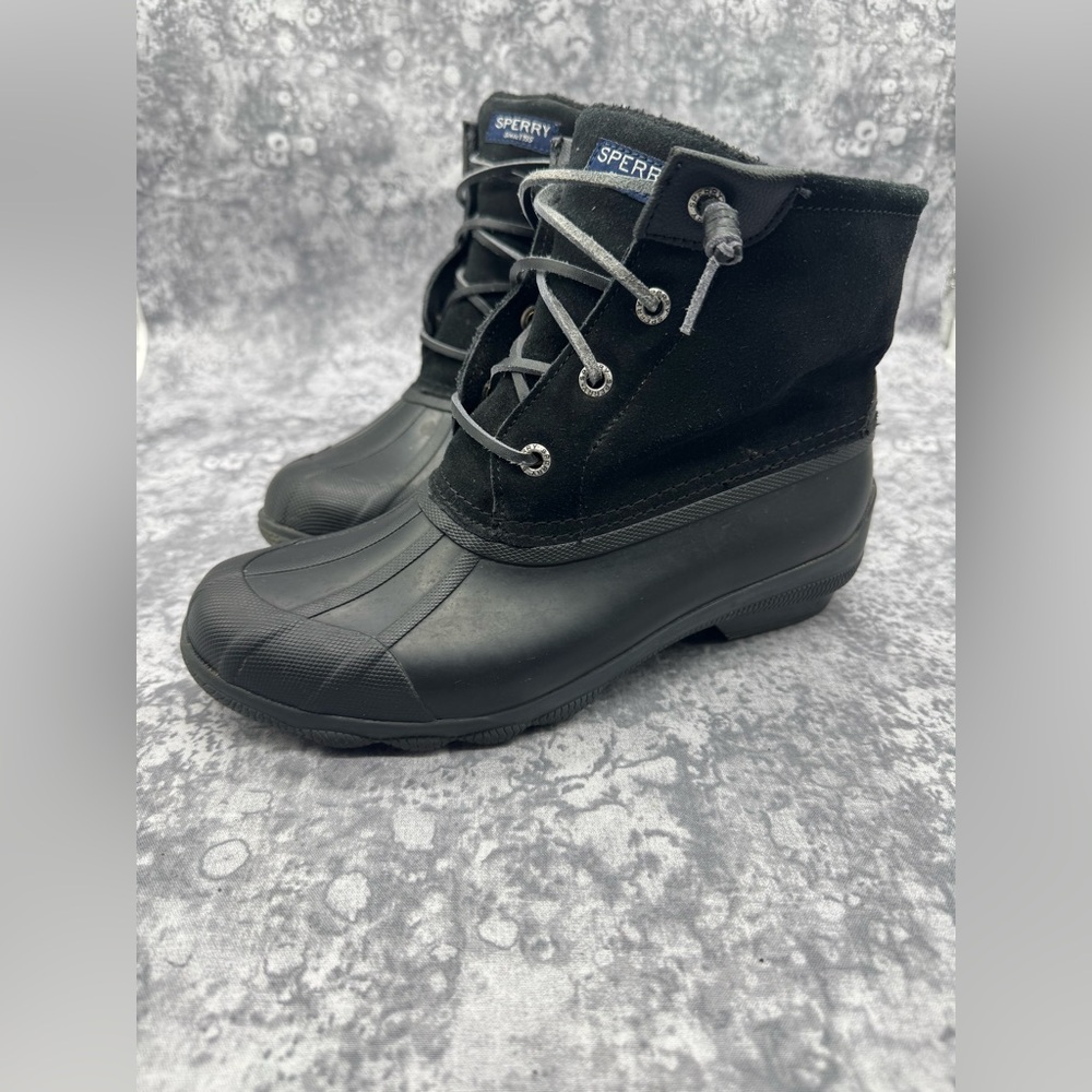 Sperry Black Lace-Up Duck Boots